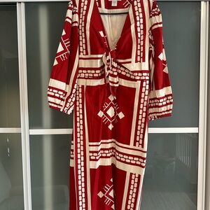 Red and White Patterned Dress